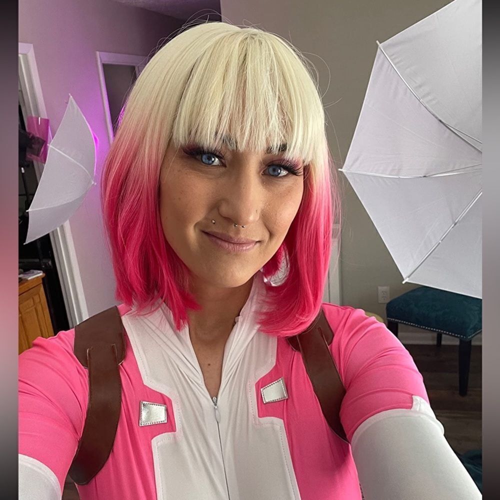 Shoulder length bob Pink Ombre Pink Wigs for Women Synthetic